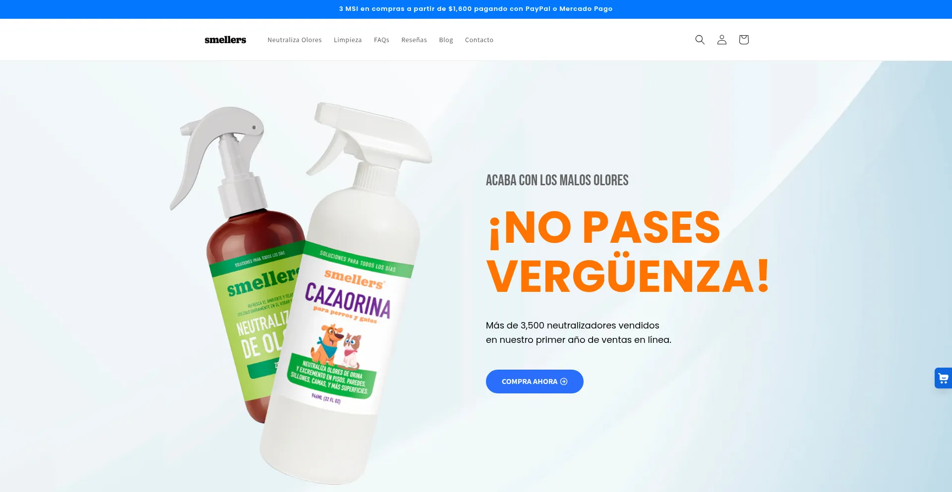 Website screenshot of Smellers.mx