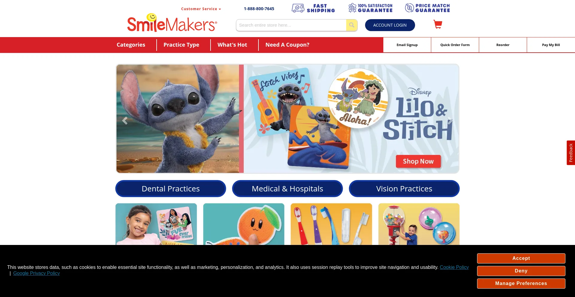 Website screenshot of Smilemakers.com