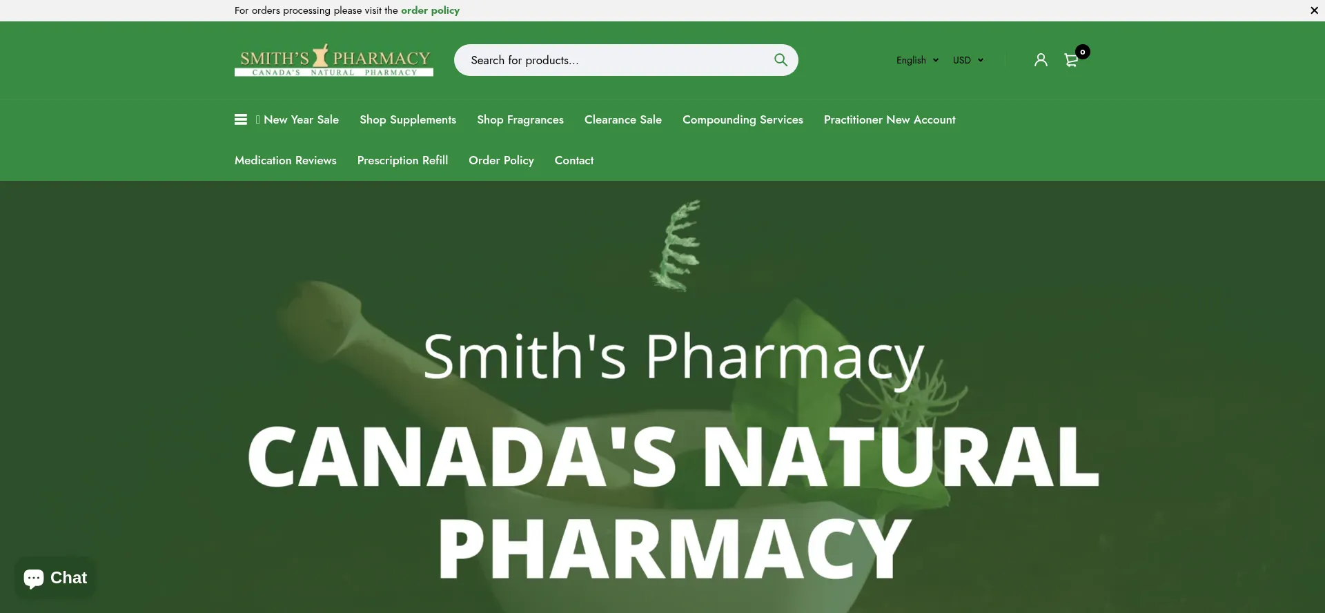 Website screenshot of Smithspharmacy.ca