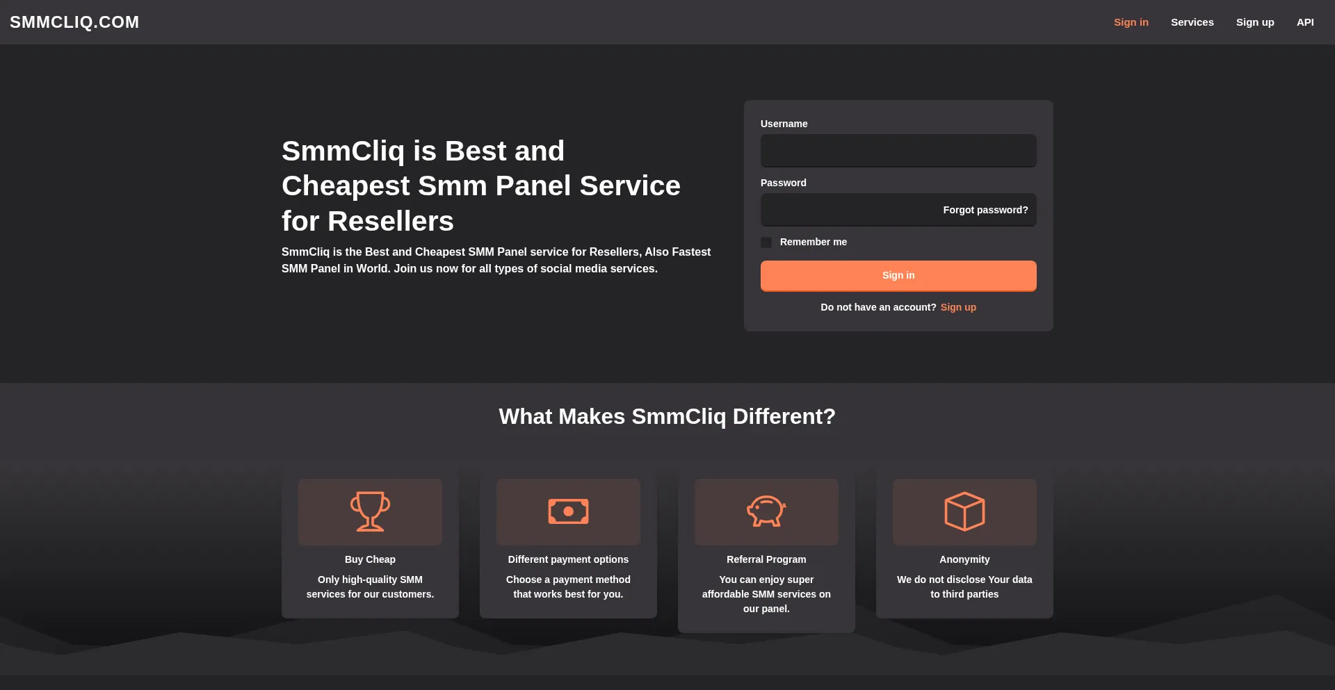 Website screenshot of Smmcliq.com