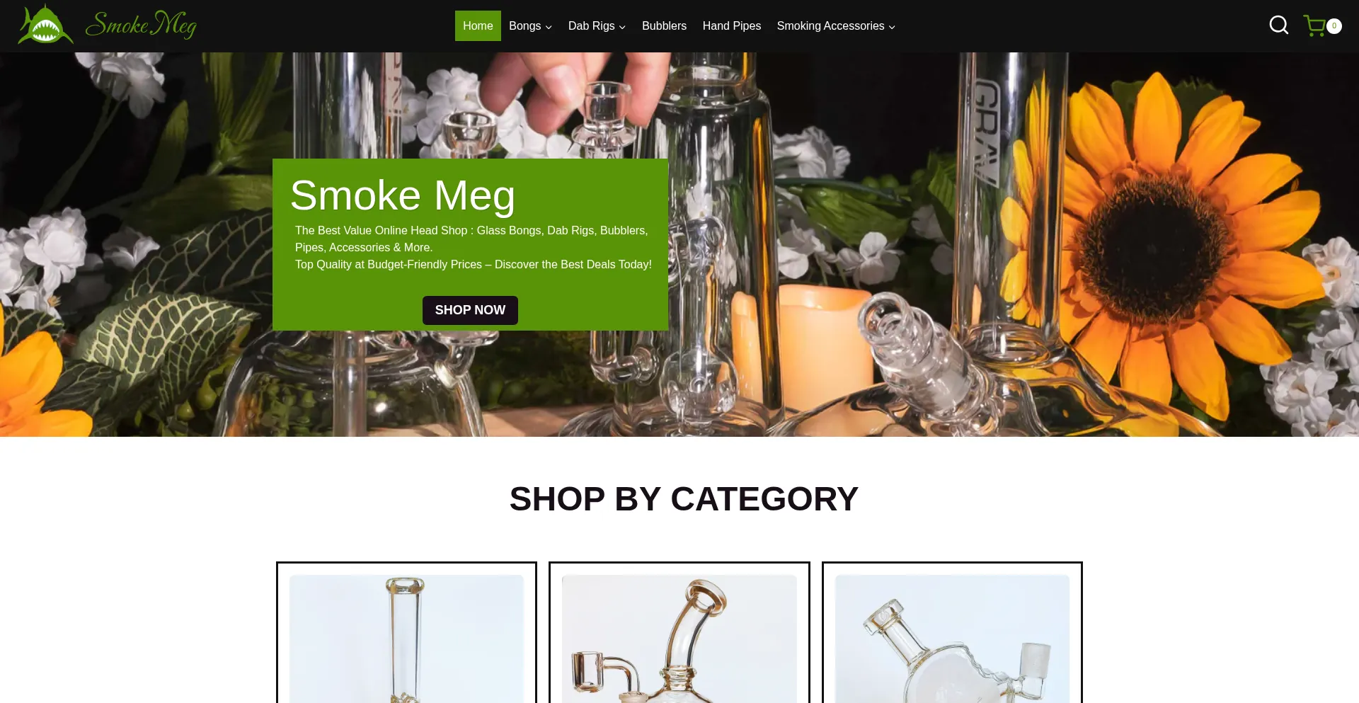 Website screenshot of Smokemeg.com