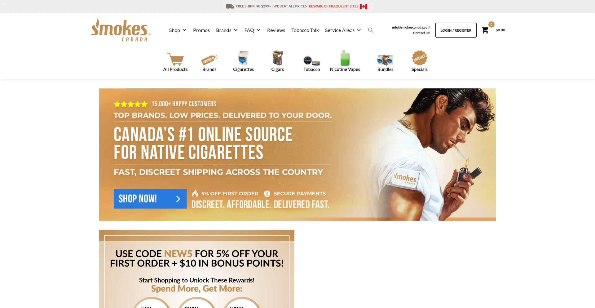 Website screenshot of Smokescanada.net