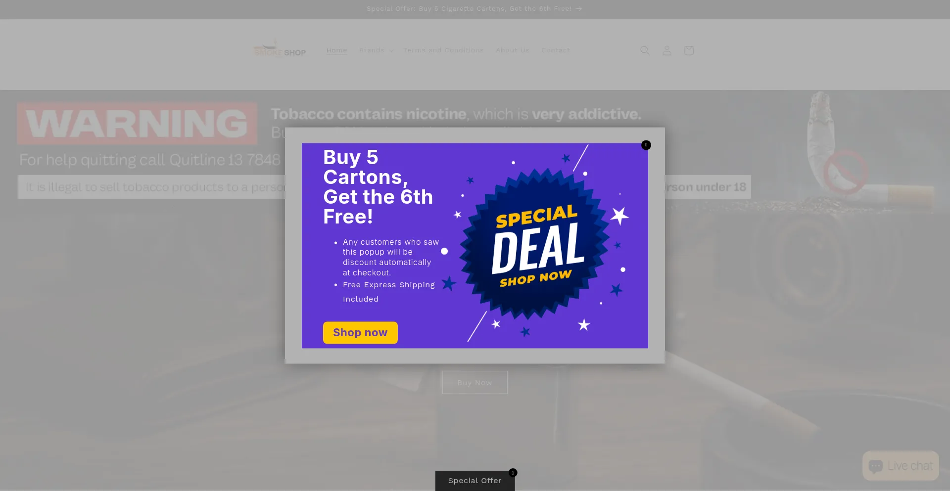Website screenshot of Smokeshopnearme.com.au