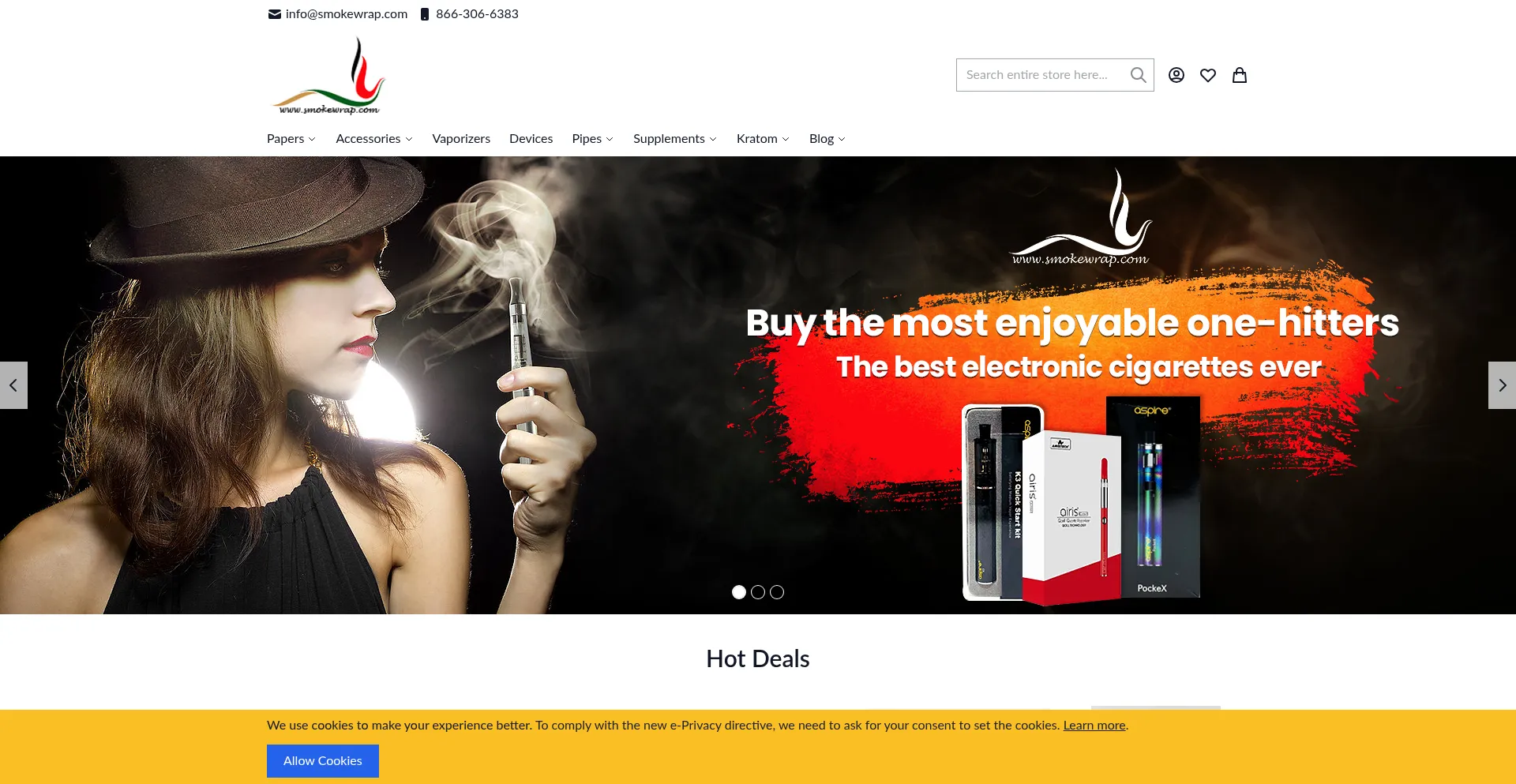 Website screenshot of Smokewrap.com