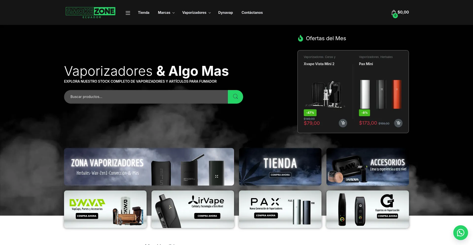 Website screenshot of Smokezoneec.com