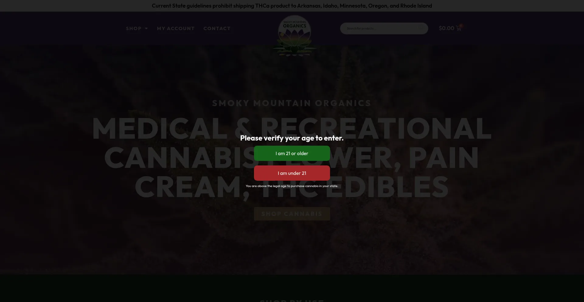 Website screenshot of Smokymountainorganics.com