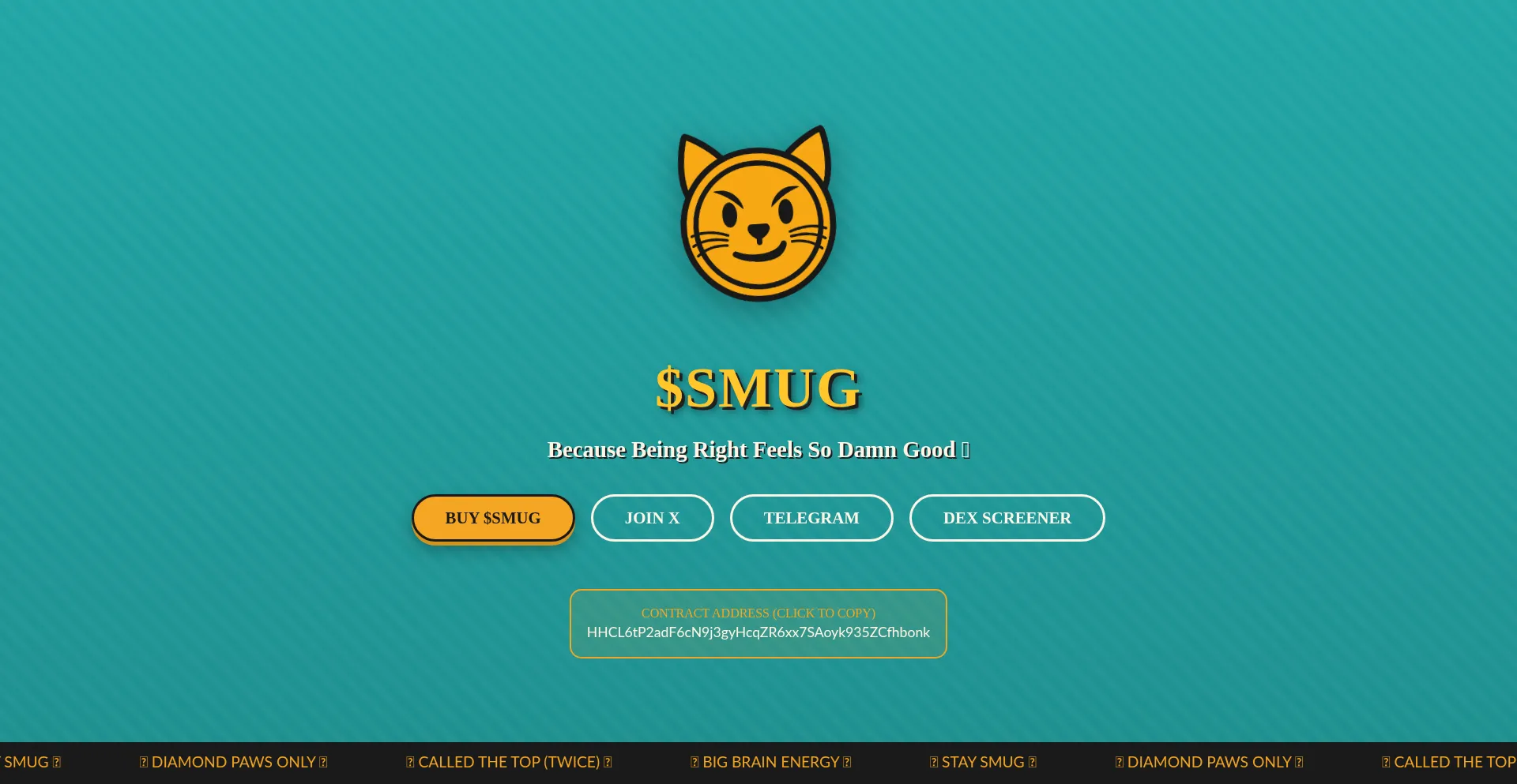 Website screenshot of Smugcoin.xyz