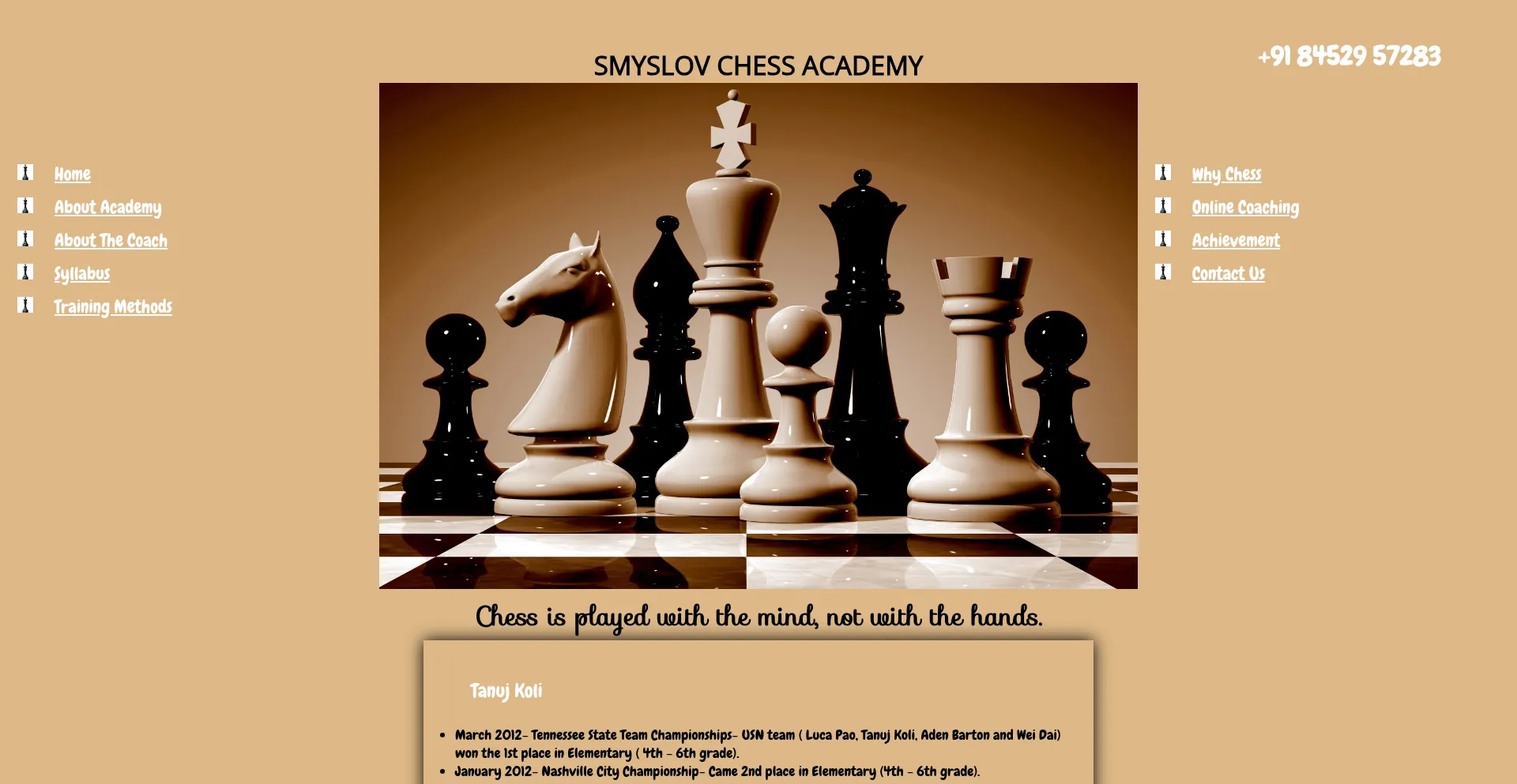 Website screenshot of Smyslov.co.in