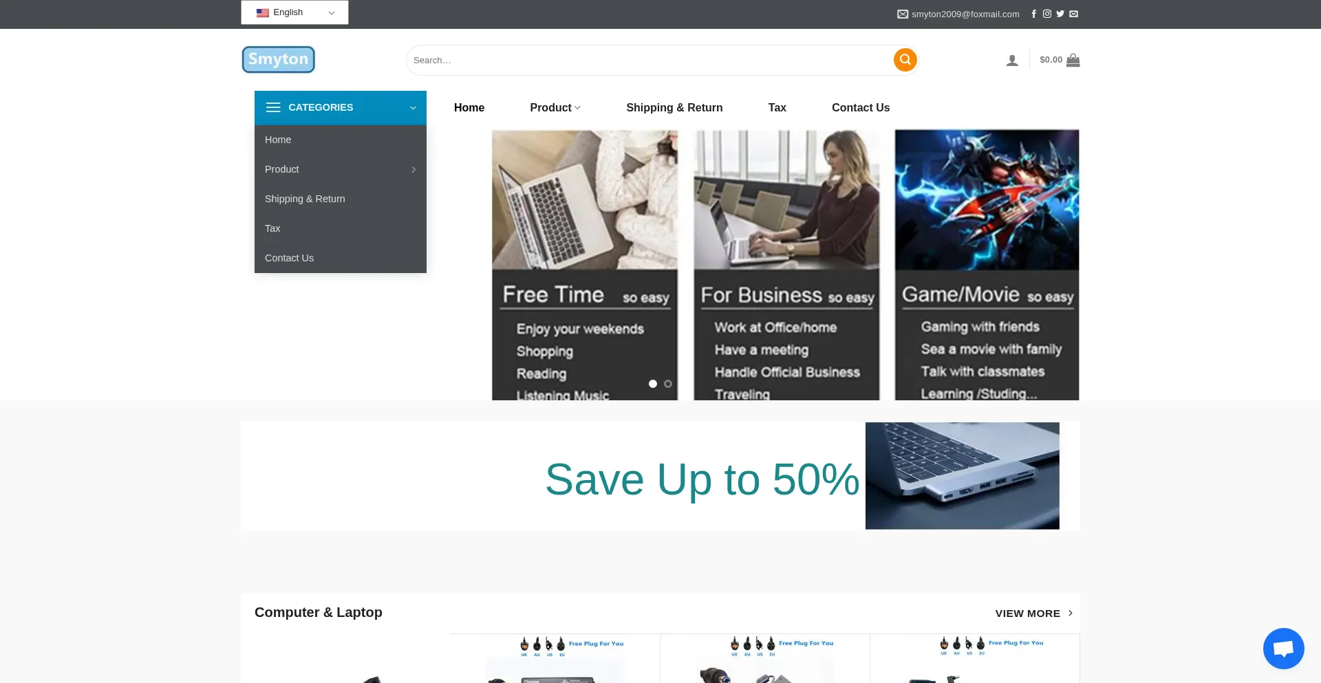 Website screenshot of Smyton-adapter.com