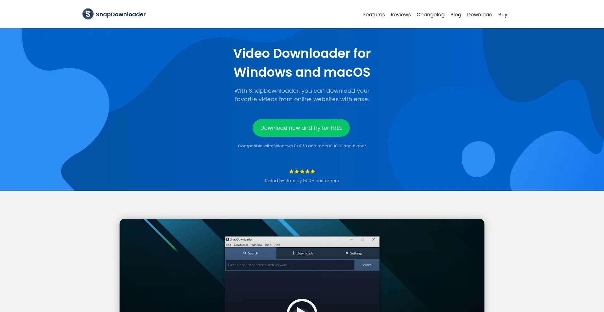 Website screenshot of Snapdownloader.com