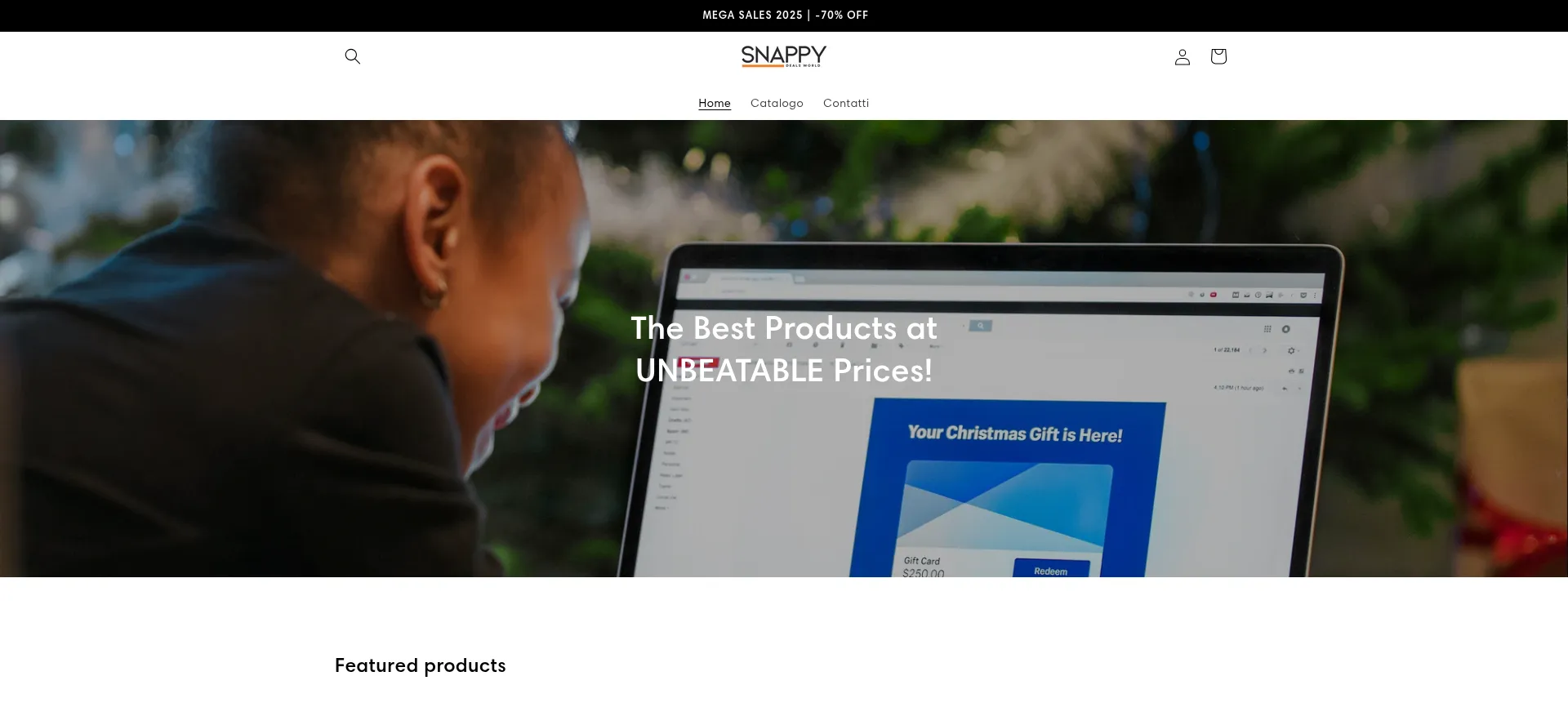 Website screenshot of Snappydealsworld.com