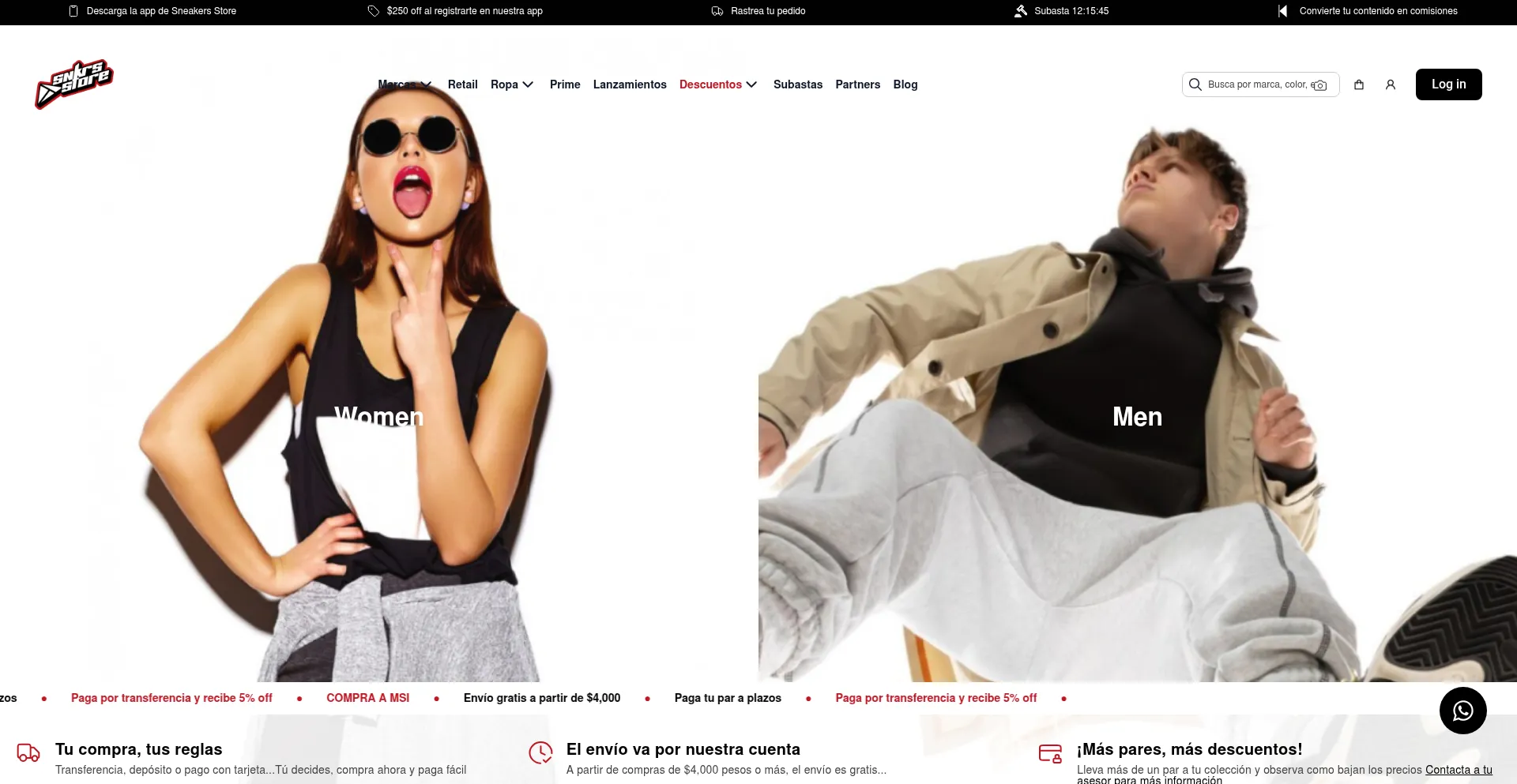 Website screenshot of Sneakerstore.com.mx