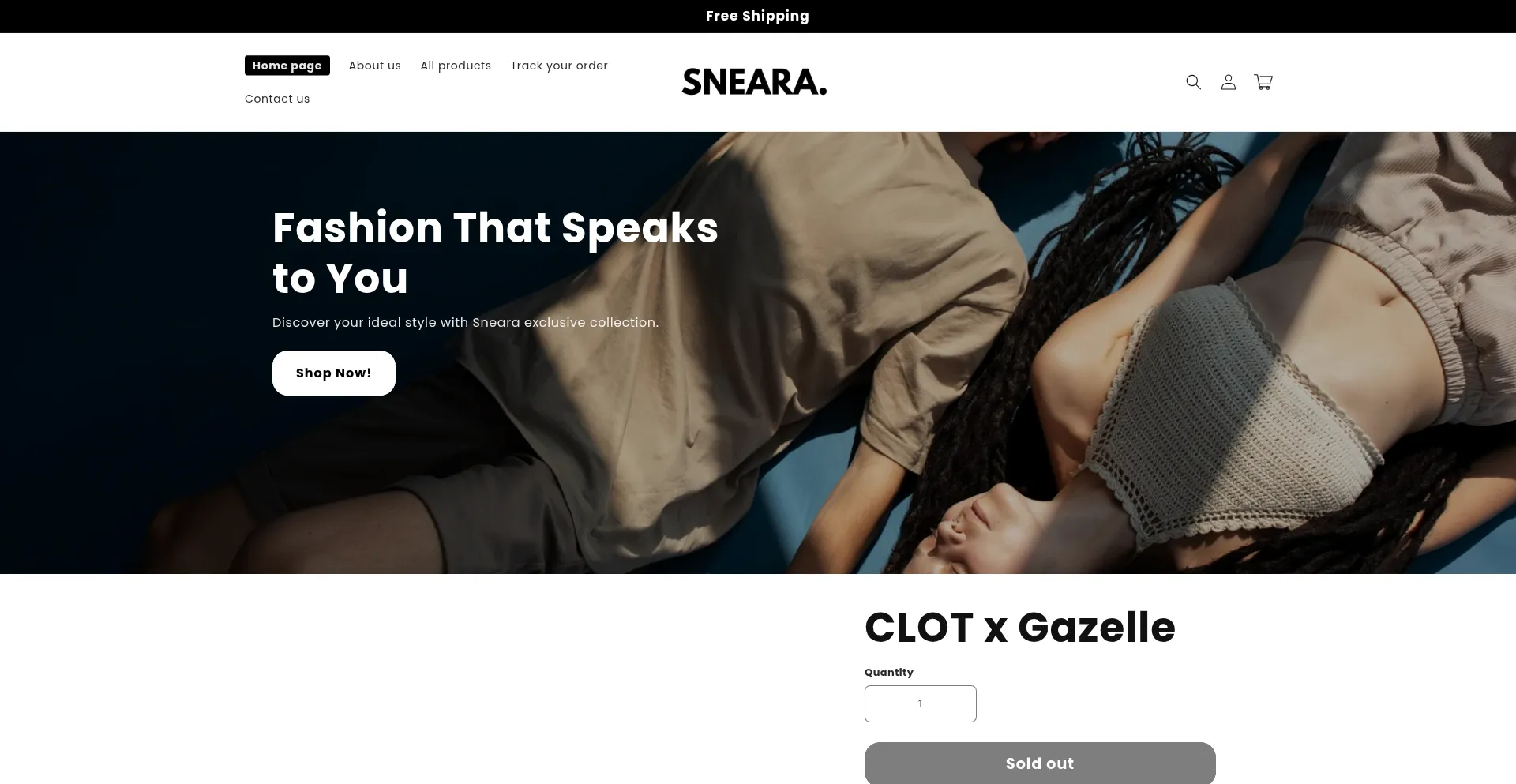 Website screenshot of Sneara.com
