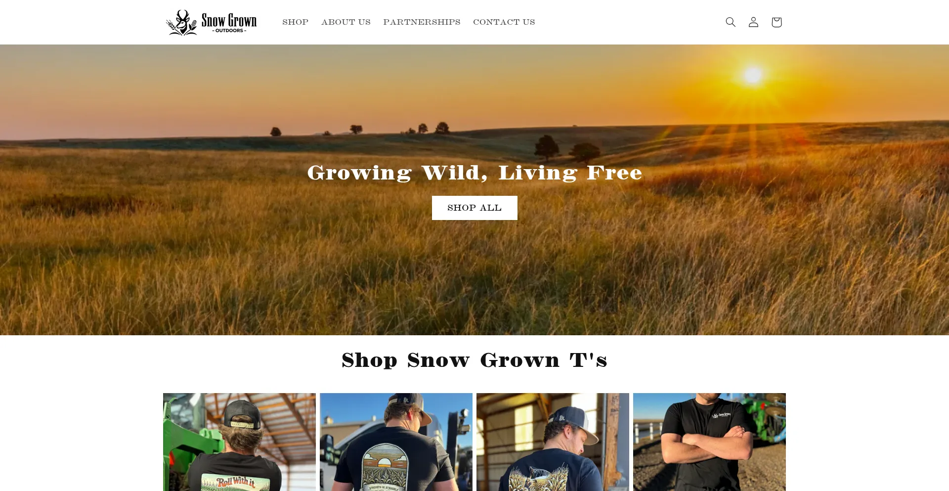Website screenshot of Snowgrownoutdoors.com