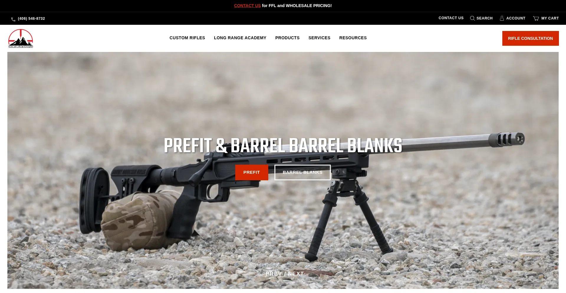 Website screenshot of Snowymountainrifles.com