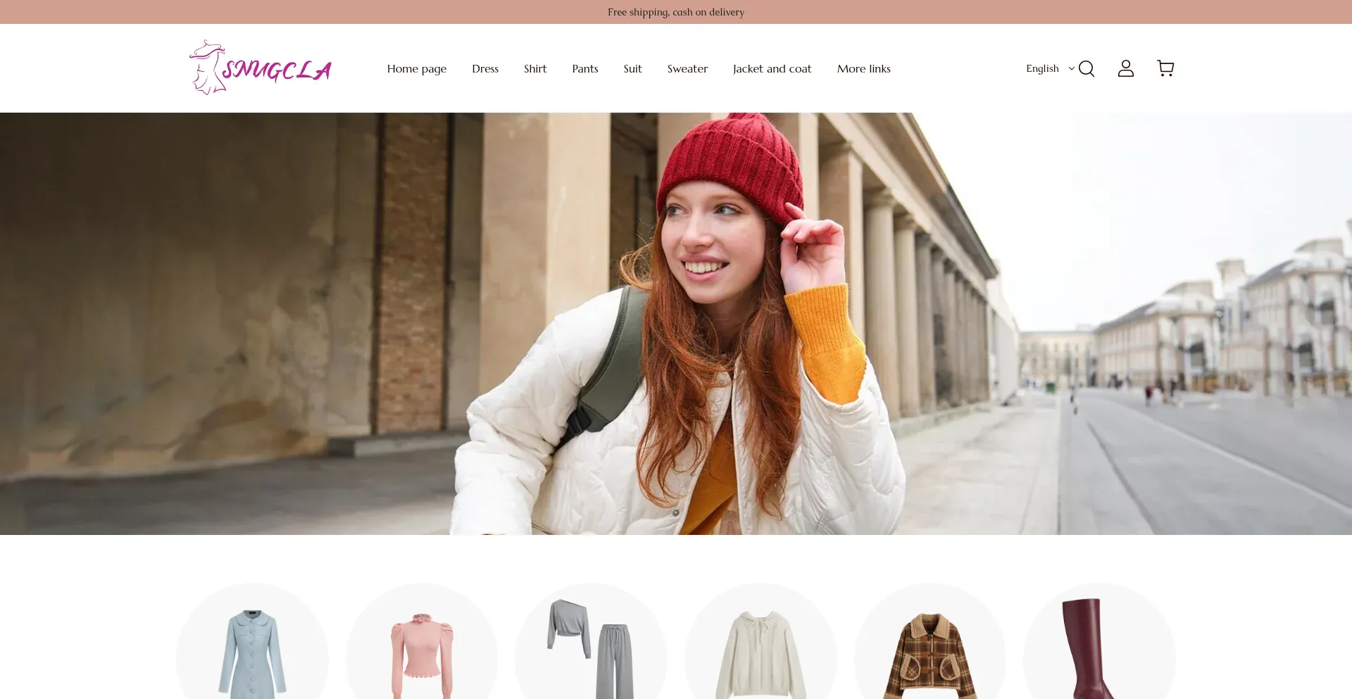 Website screenshot of Snugcla.com