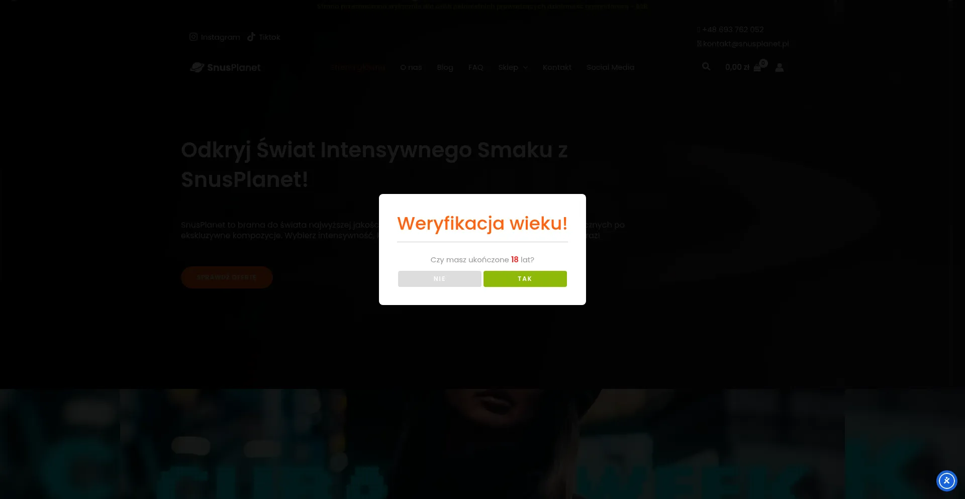 Website screenshot of Snusplanet.eu