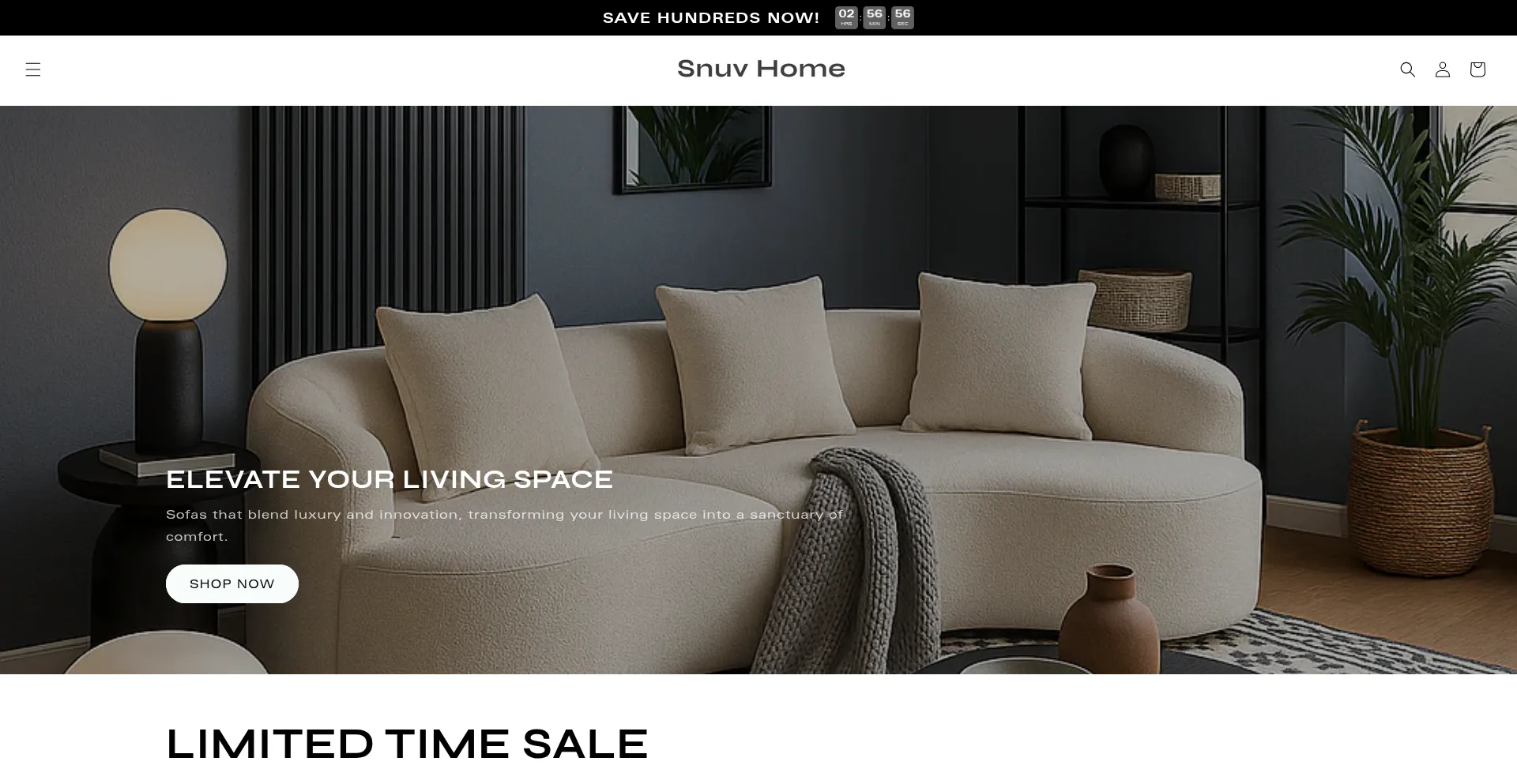 Website screenshot of Snuvhome.com