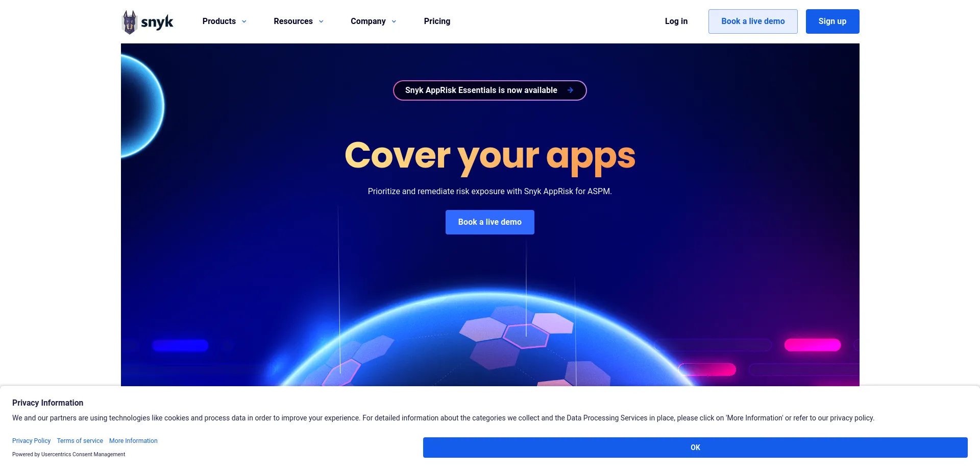 Website screenshot of Snyk.io
