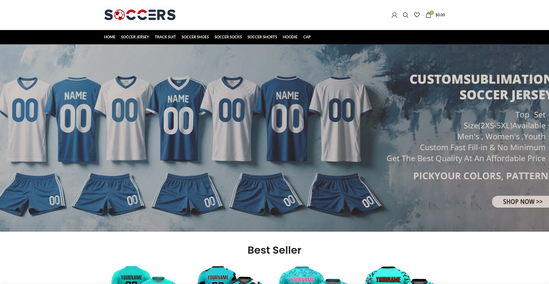 Website screenshot of Soccersclothing.com