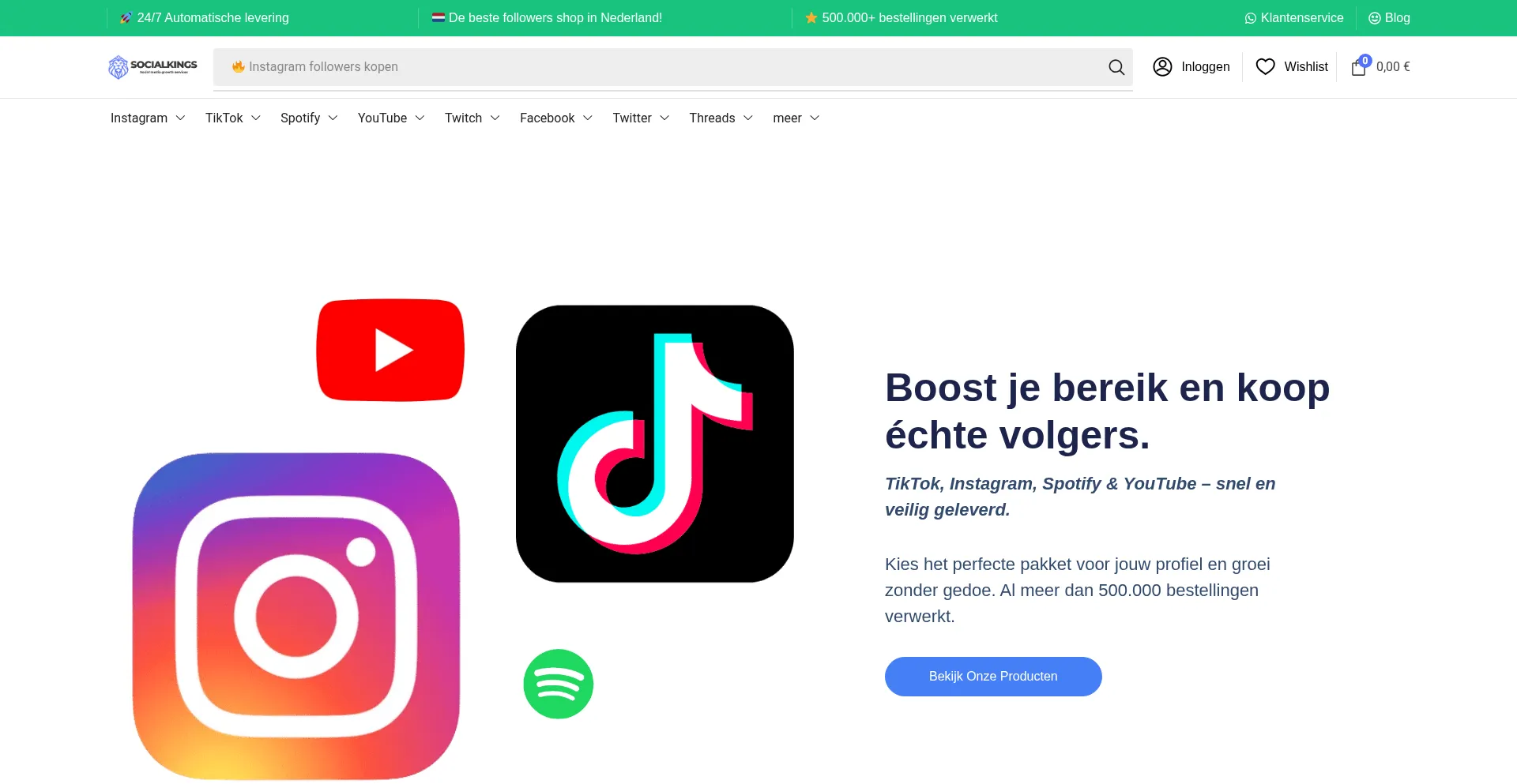 Website screenshot of Socialkings.online