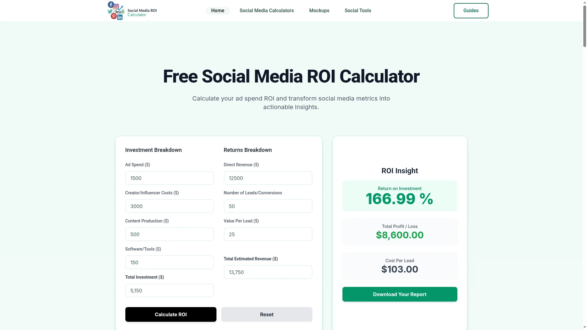 Socialmediaroicalculator.com
