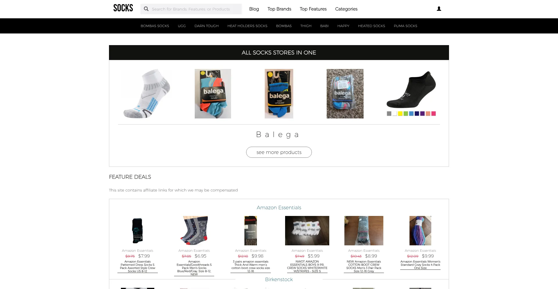 Website screenshot of Socksq.com