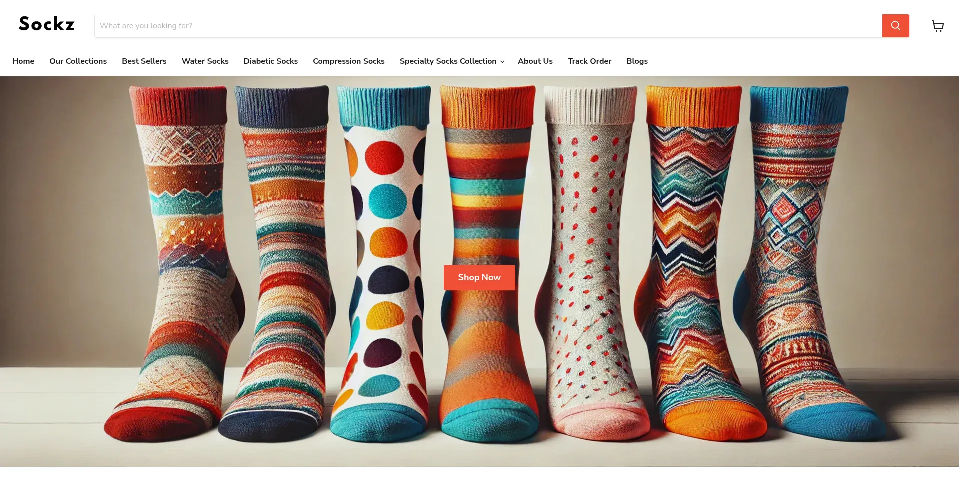 Website screenshot of Sockz.com