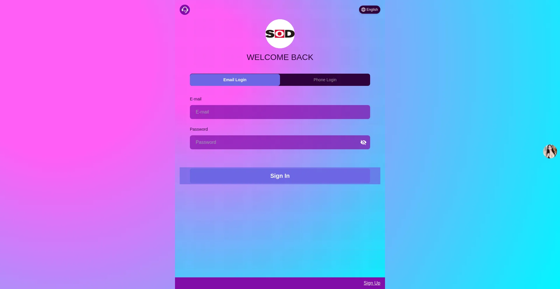 Website screenshot of Sod.mom