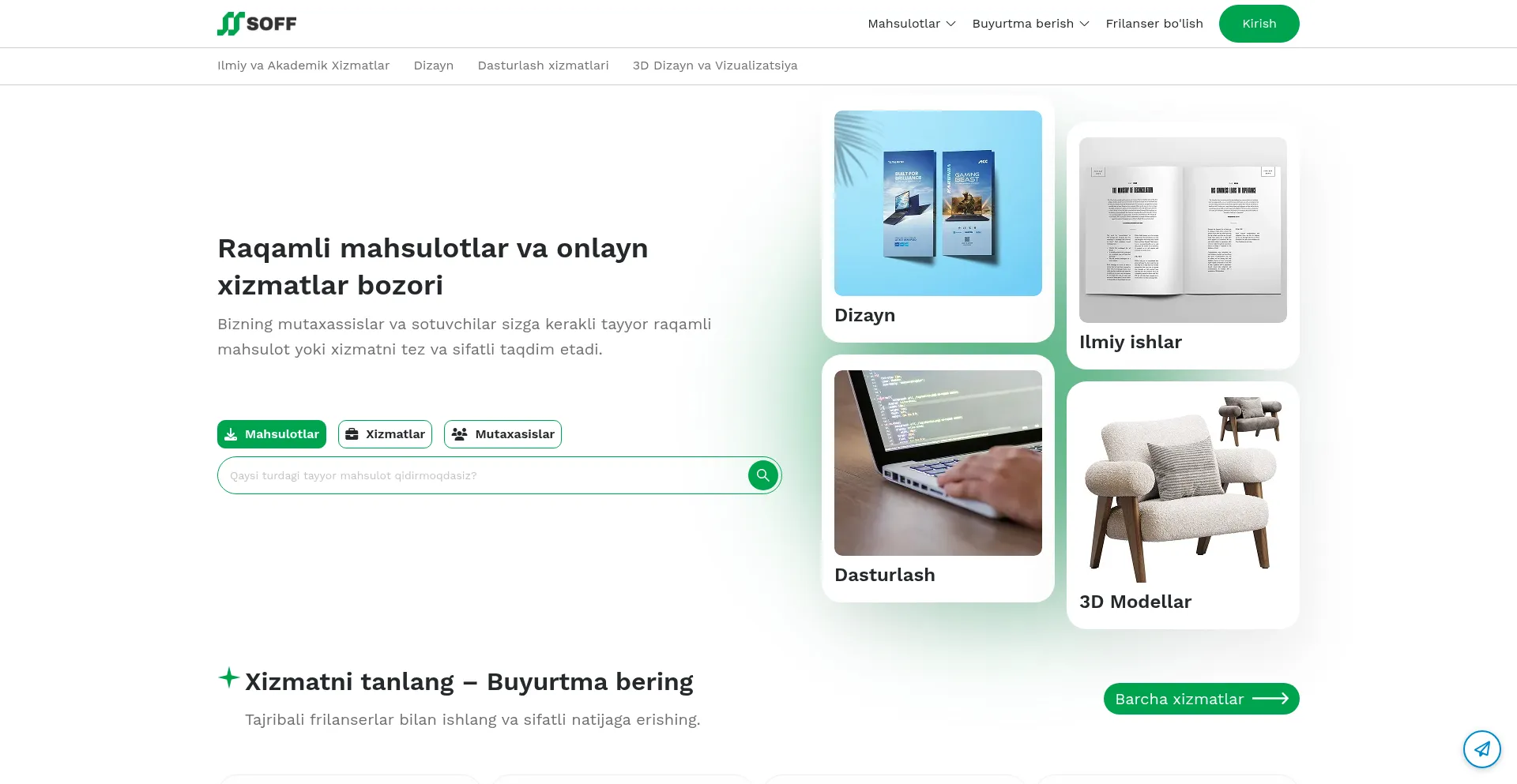Website screenshot of Soff.uz
