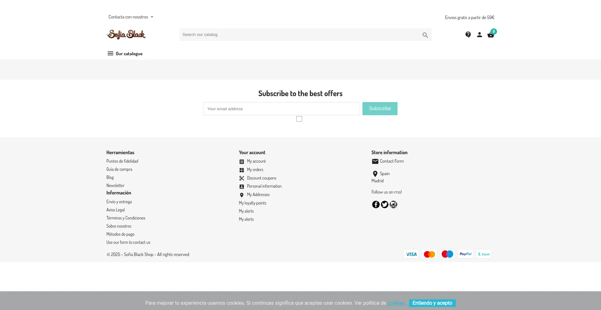 Website screenshot of Sofiablack.com