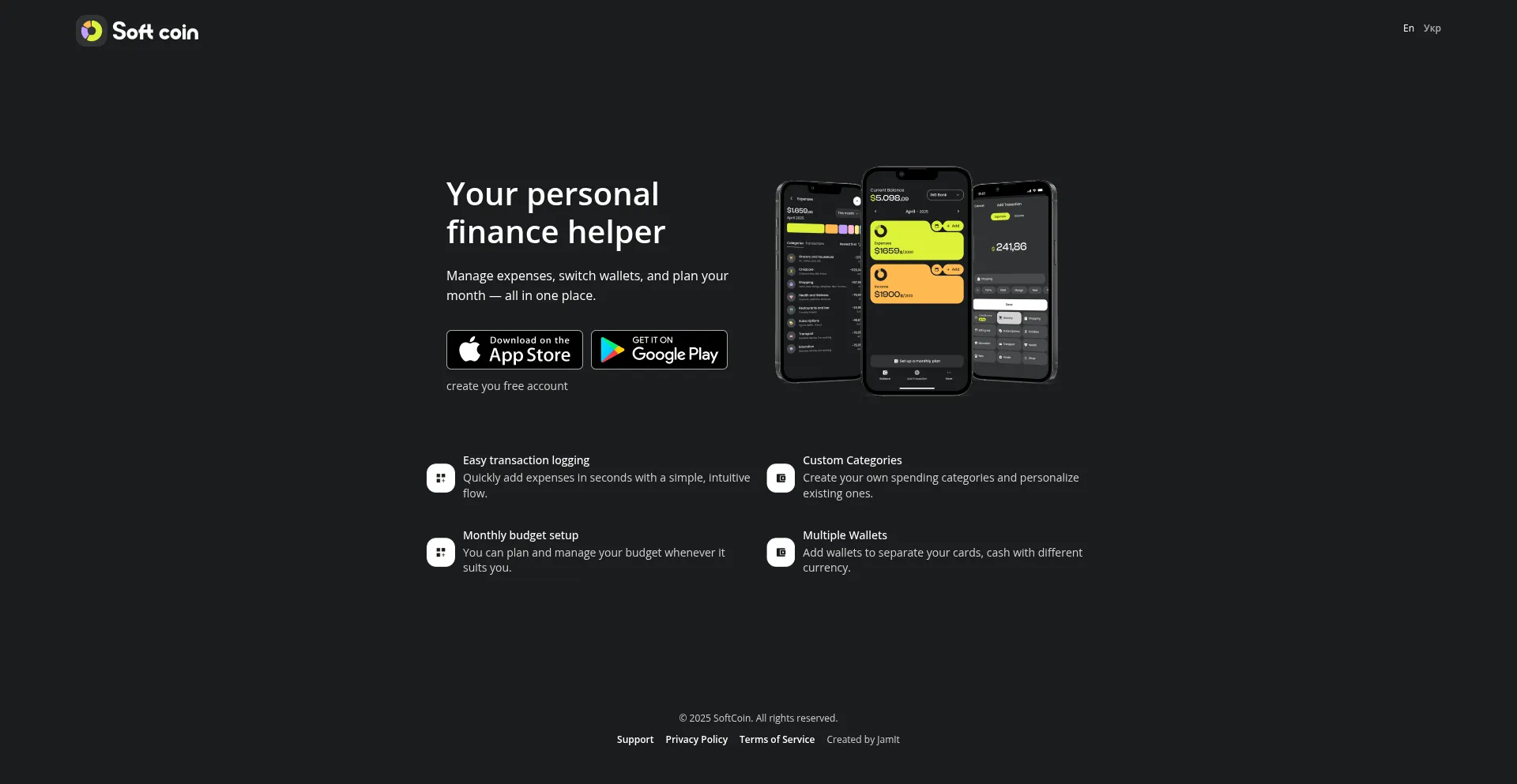 Website screenshot of Softcoin.app