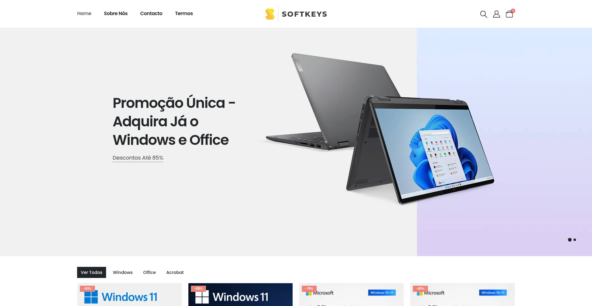 Website screenshot of Softkeys.pt