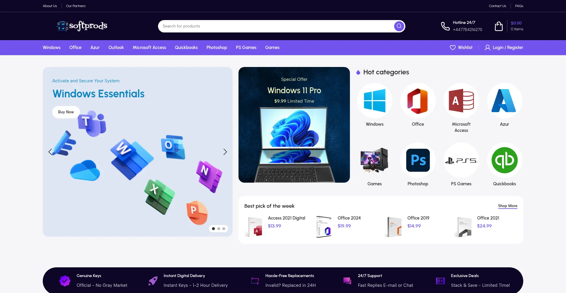 Website screenshot of Softprods.net