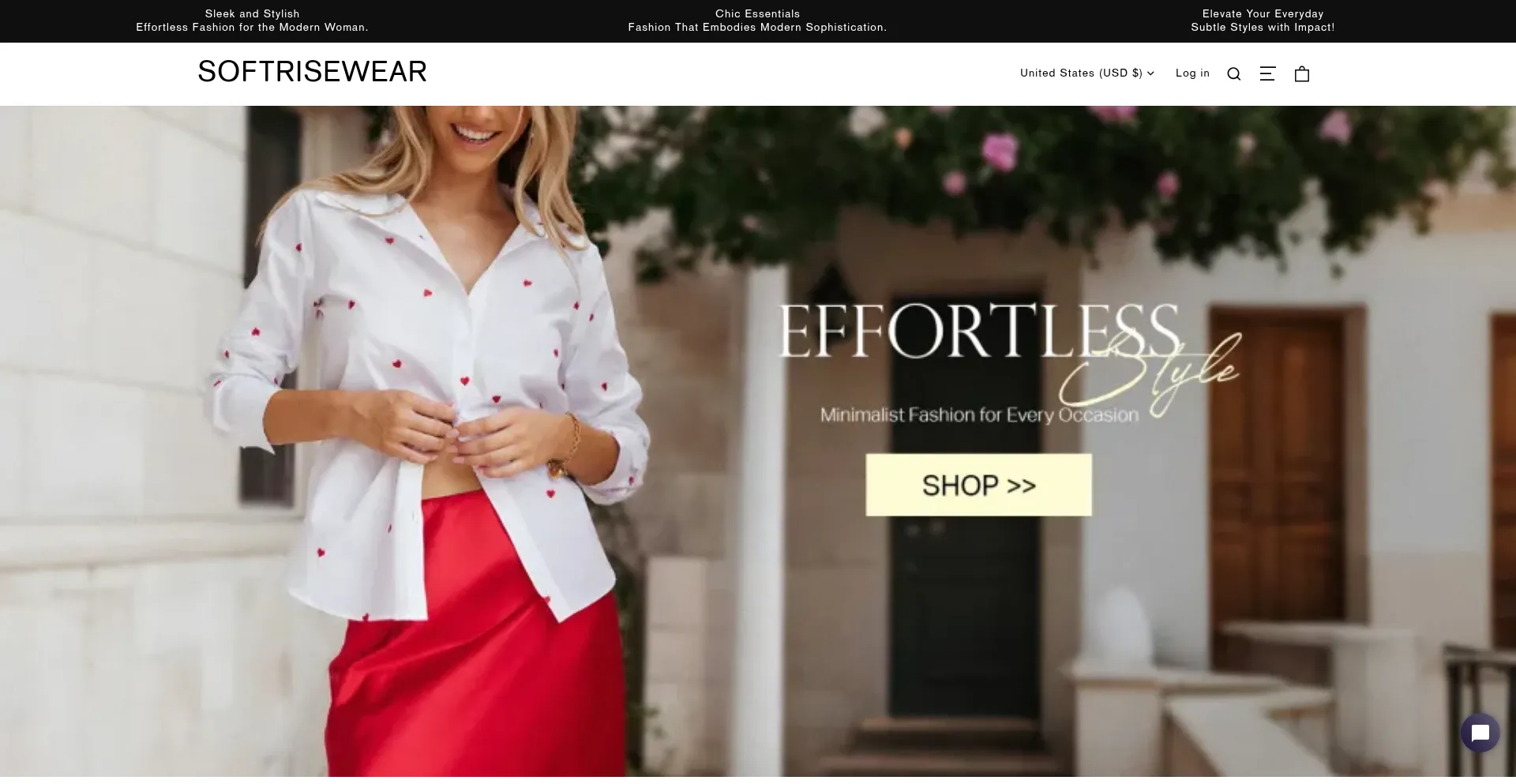 Website screenshot of Softrisewear.com