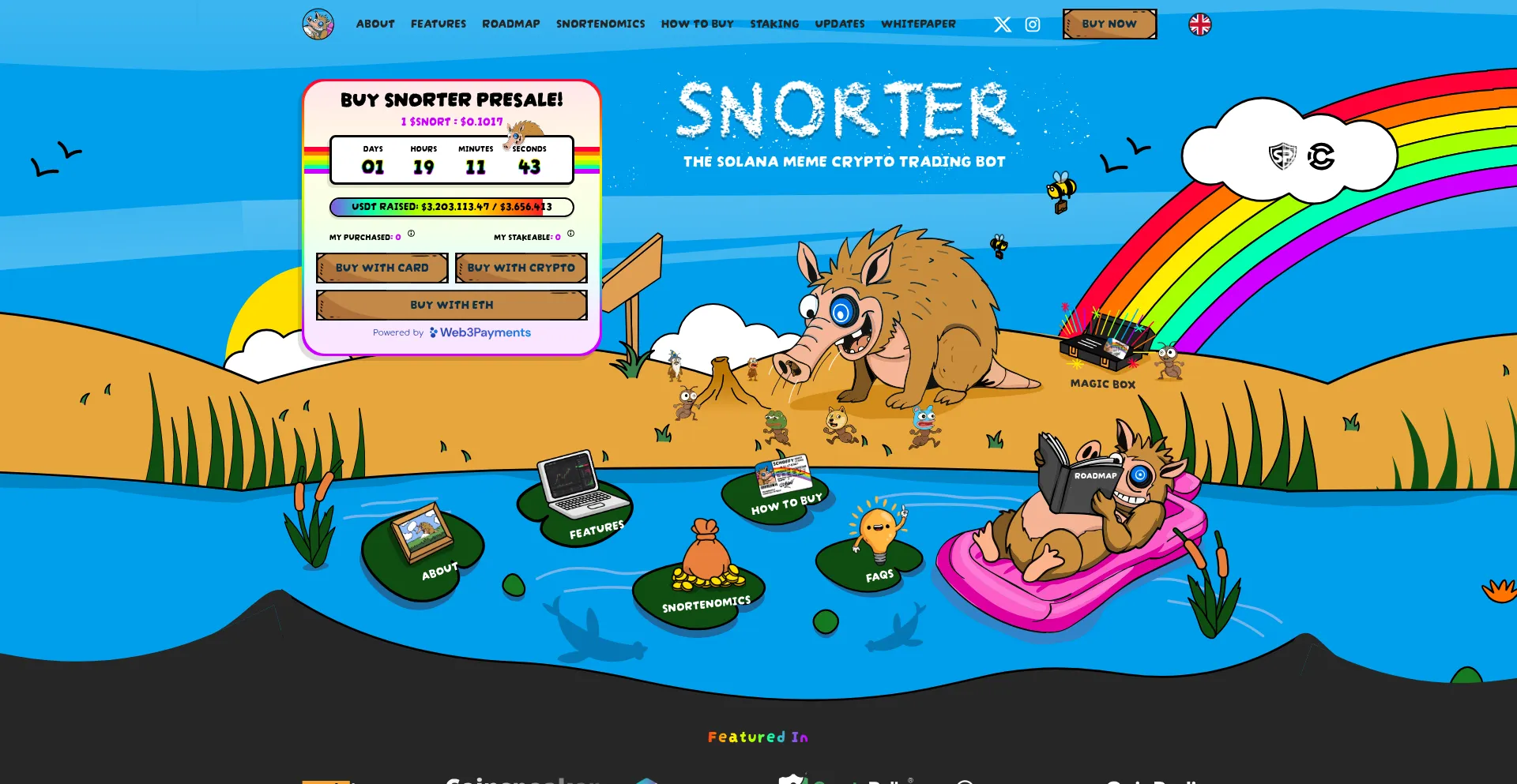Website screenshot of Solana.snortertoken.com