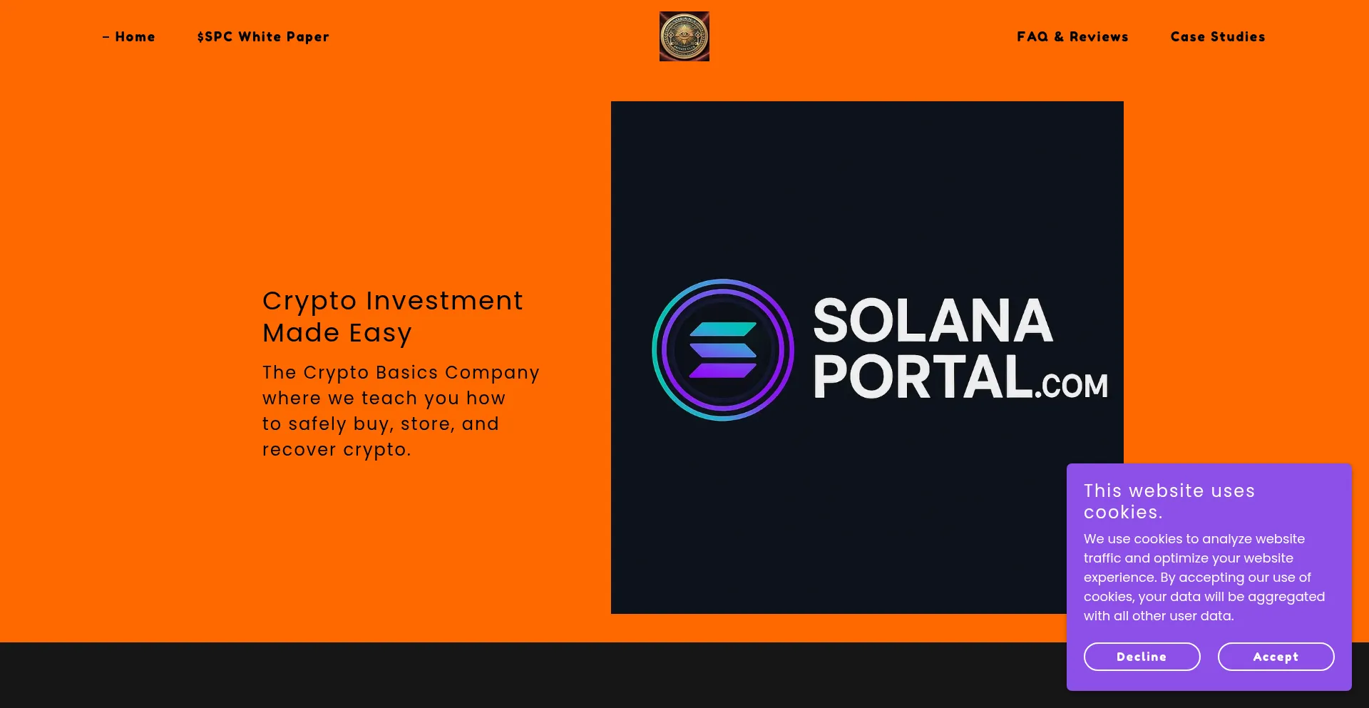 Website screenshot of Solanaportal.com
