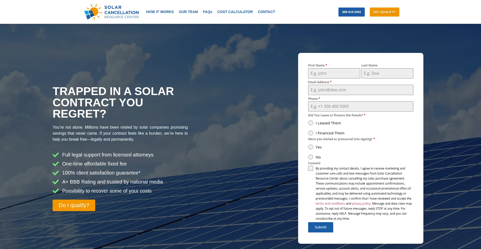 Website screenshot of Solarcancelation.com