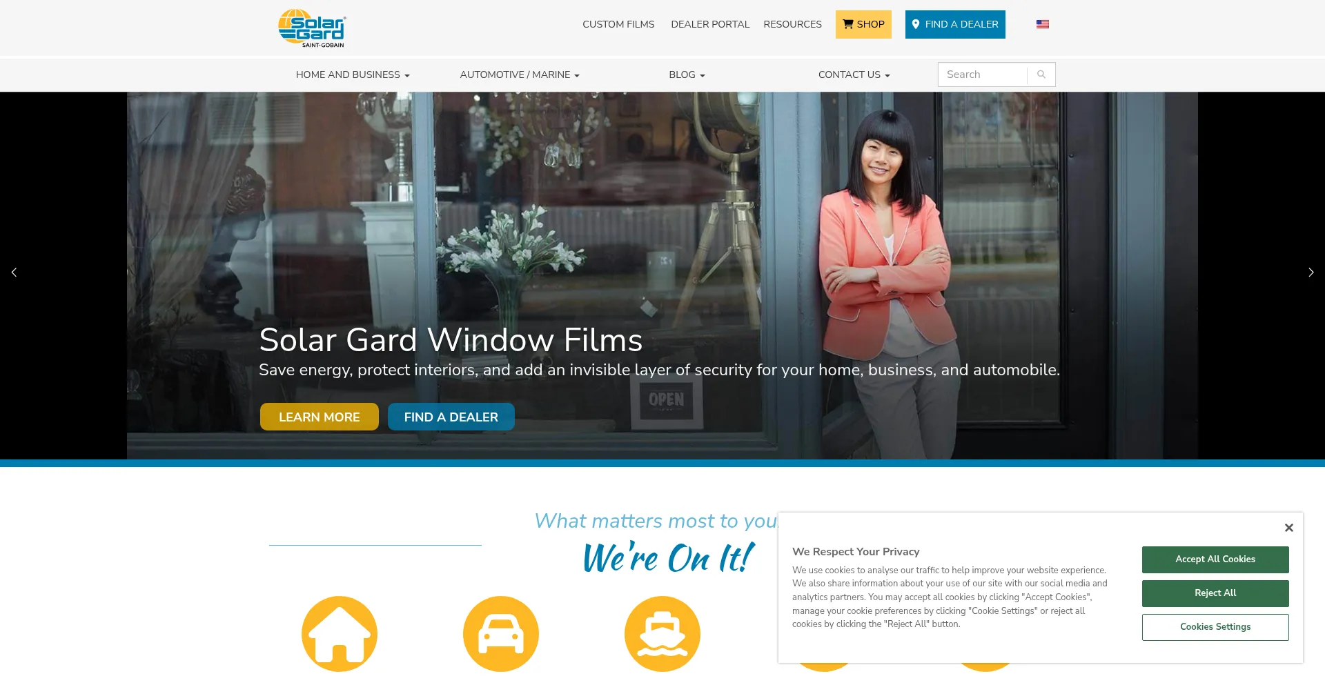 Website screenshot of Solargard.com