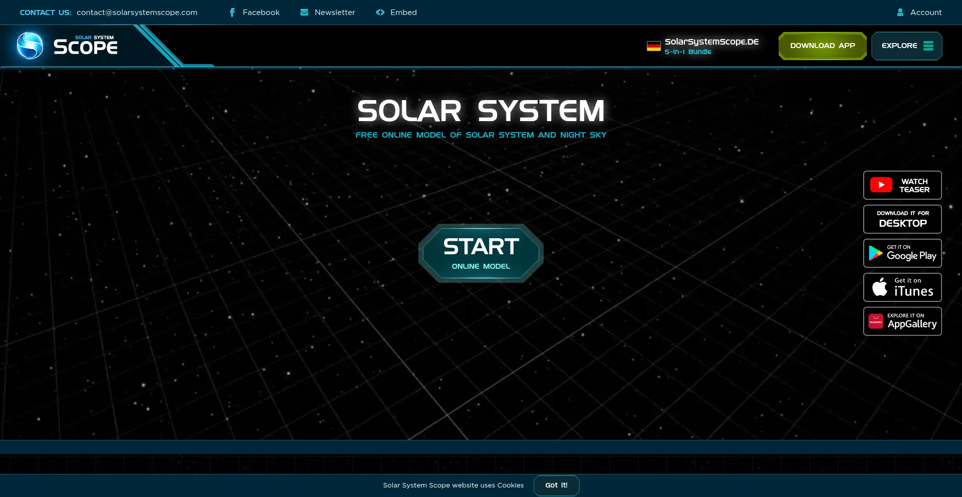 Website screenshot of Solarsystemscope.com
