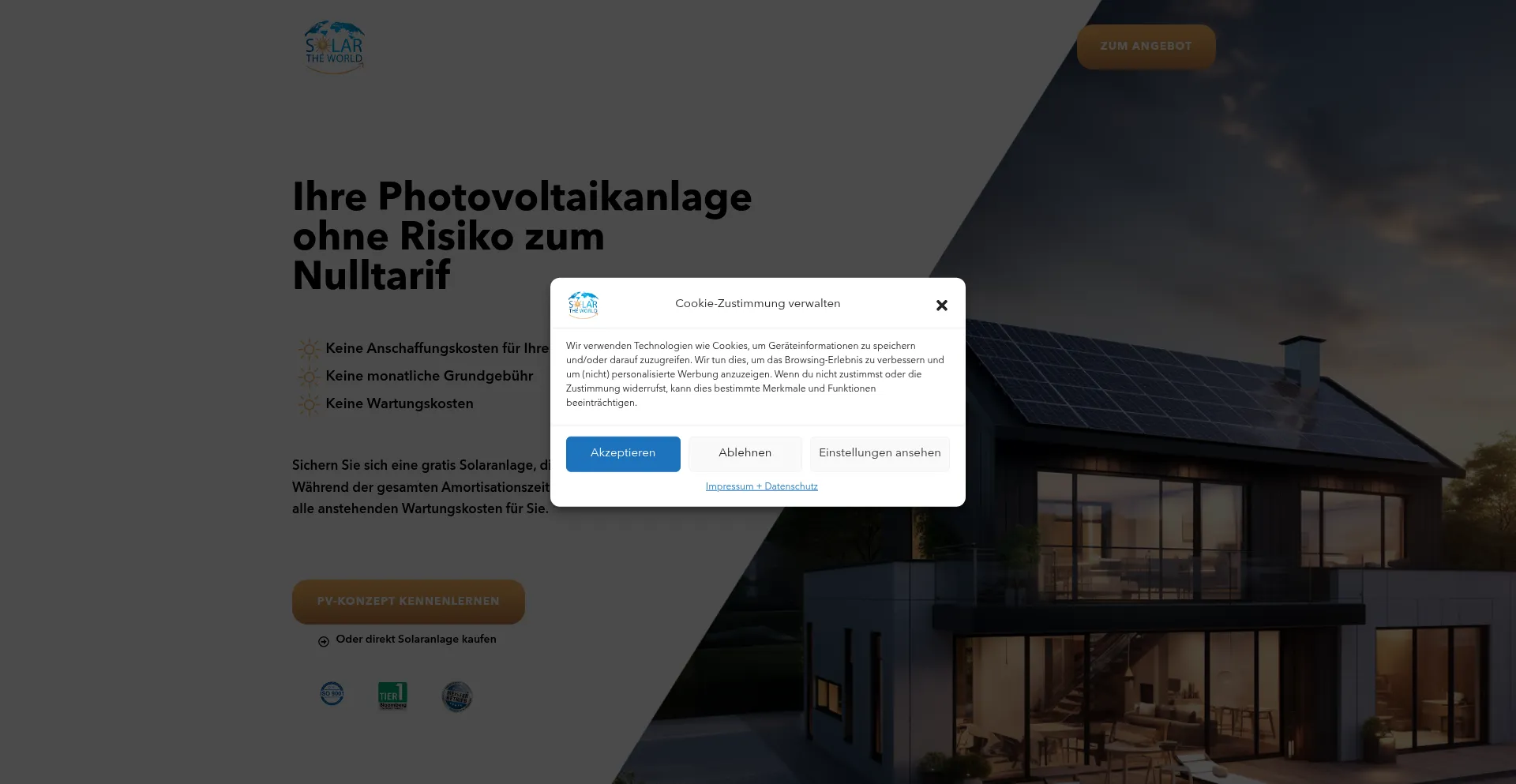 Website screenshot of Solartheworld.de