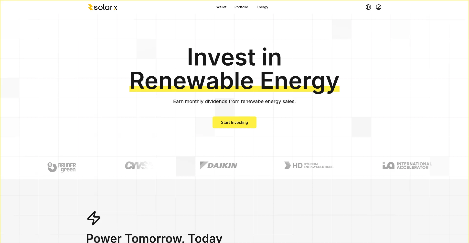Website screenshot of Solarx.app