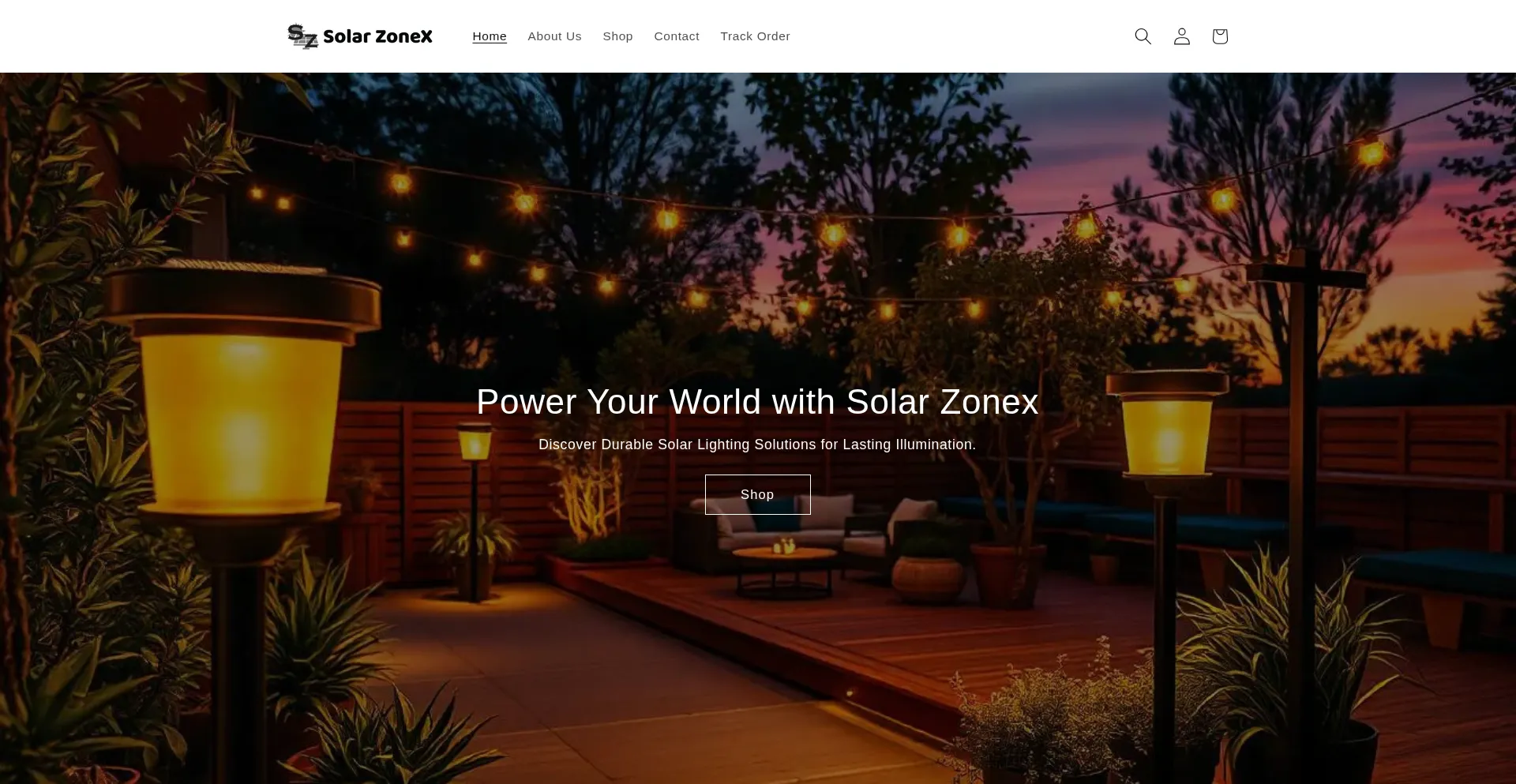 Website screenshot of Solarzonex.com