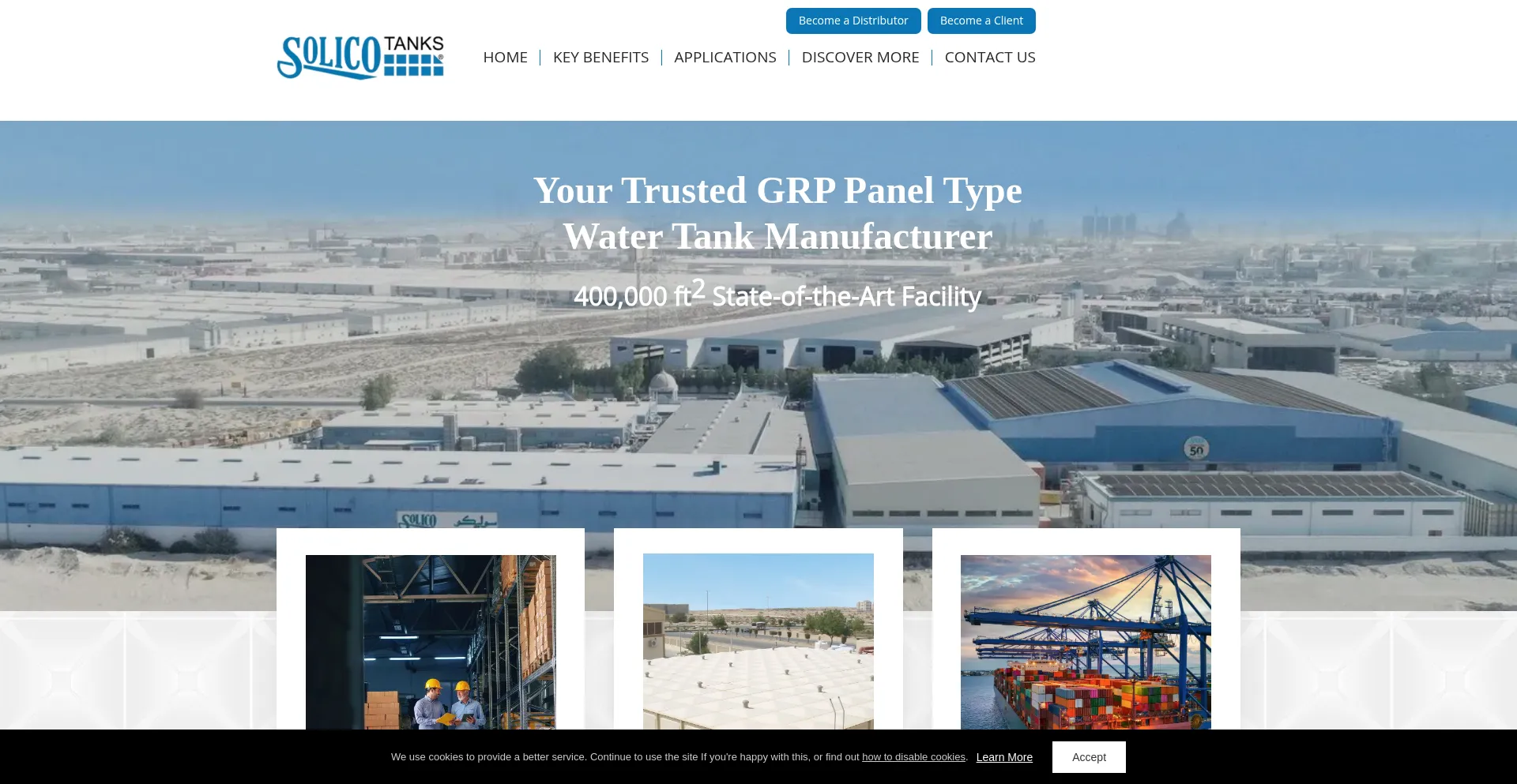 Website screenshot of Solicotanks.com