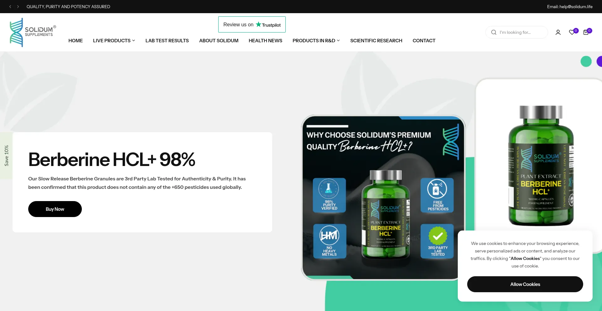 Website screenshot of Solidum.life