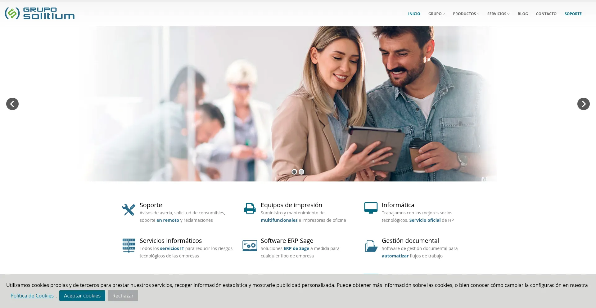 Website screenshot of Solitium.es