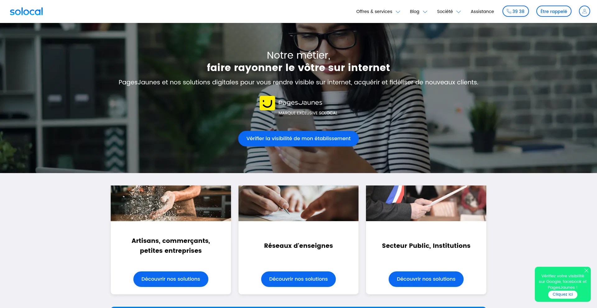 Website screenshot of Solocal.com