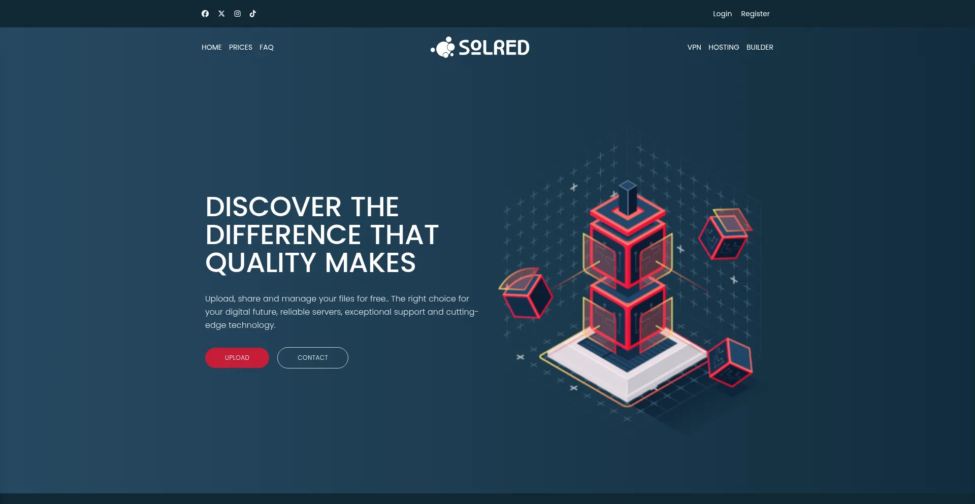 Website screenshot of Solred.app