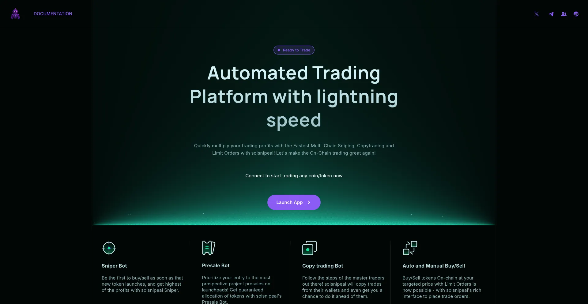Website screenshot of Solsnipeai.com