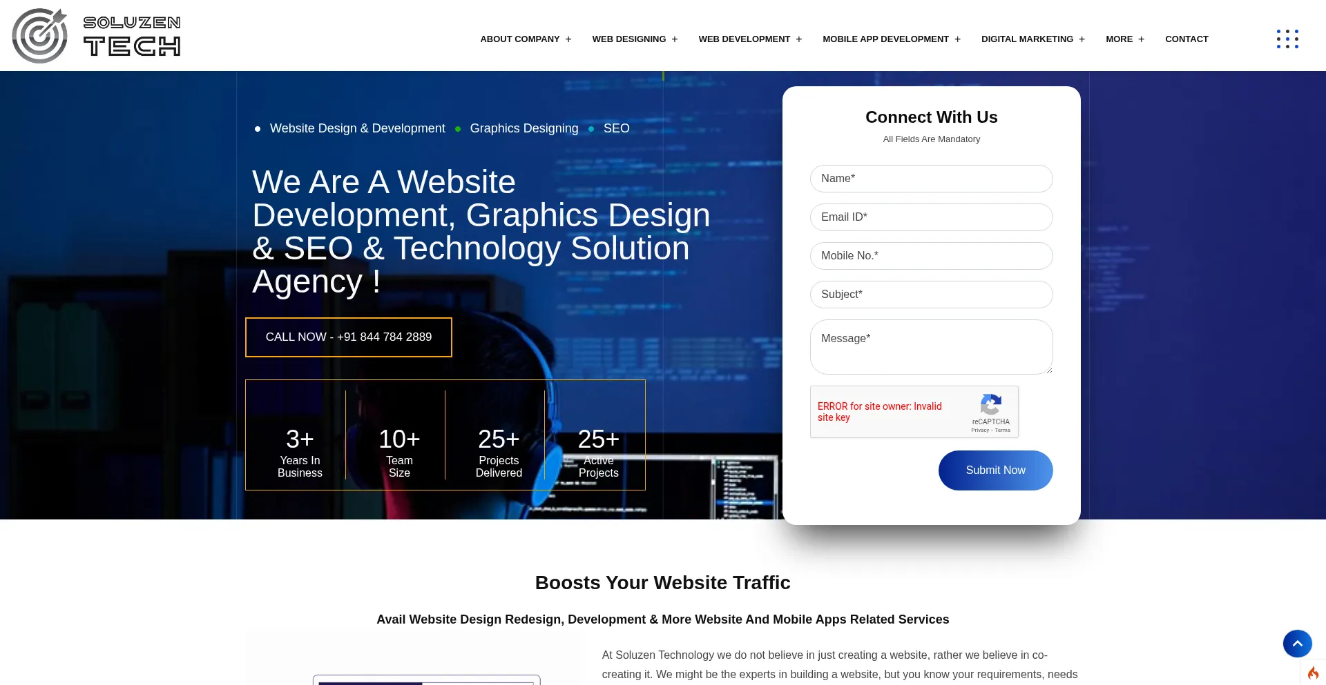 Website screenshot of Soluzen.online
